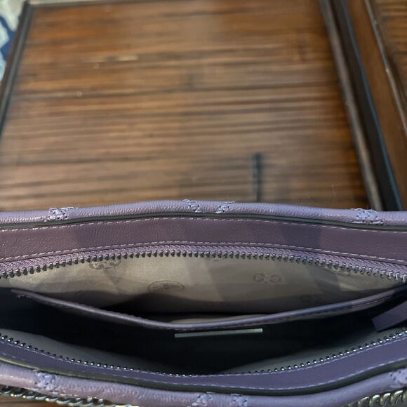 NWT Tory Burch Willa Zip Top Shoulder Bag Quilted Allium Purple with Chain Strap - Picture 12 of 14